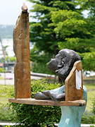 A statue at the entrance of Health Sci. Building