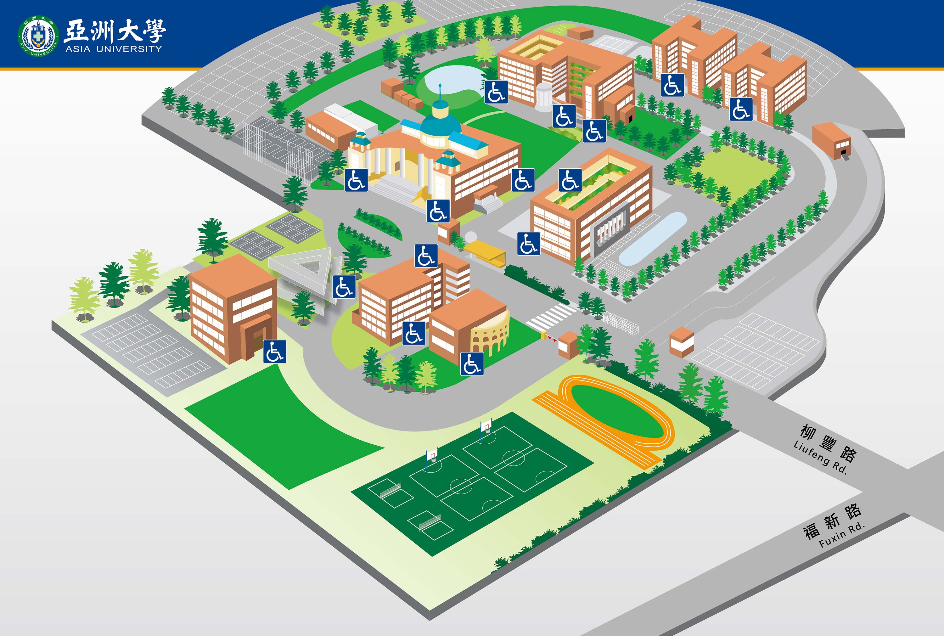 亞大無障礙坡道位置圖